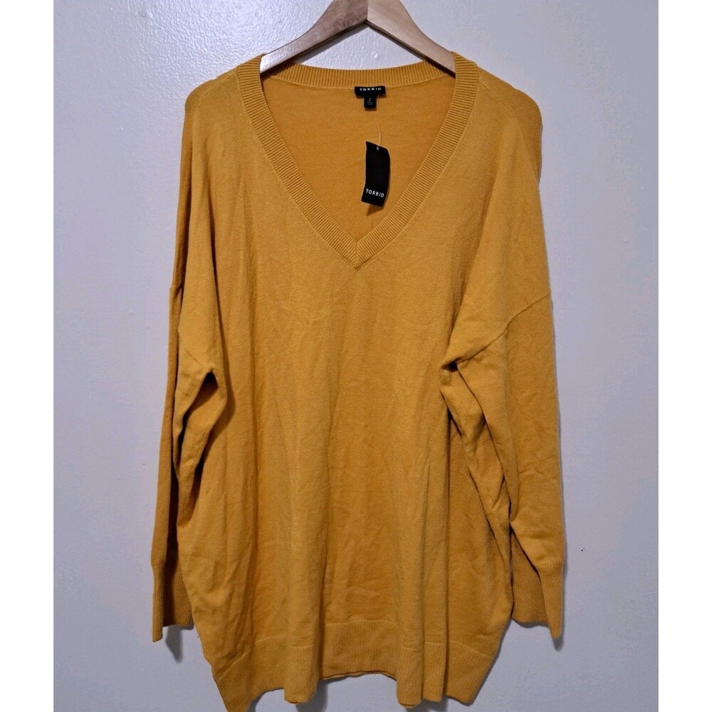 NEW Torrid 2XL Yellow Mustard Vneck Pullover Sweater Cardigan XXL Super Soft